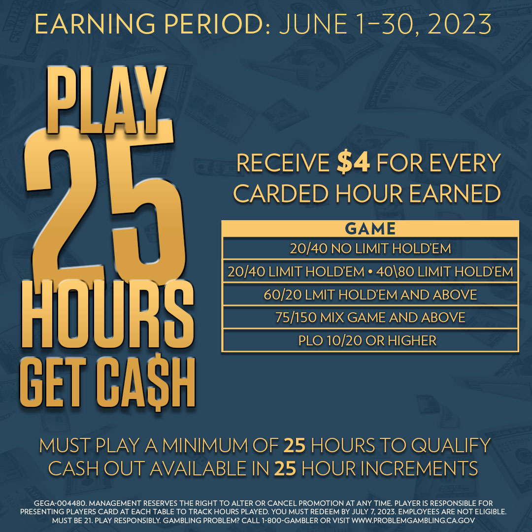 Play 25 Hours Get Cash at The Commerce Casino