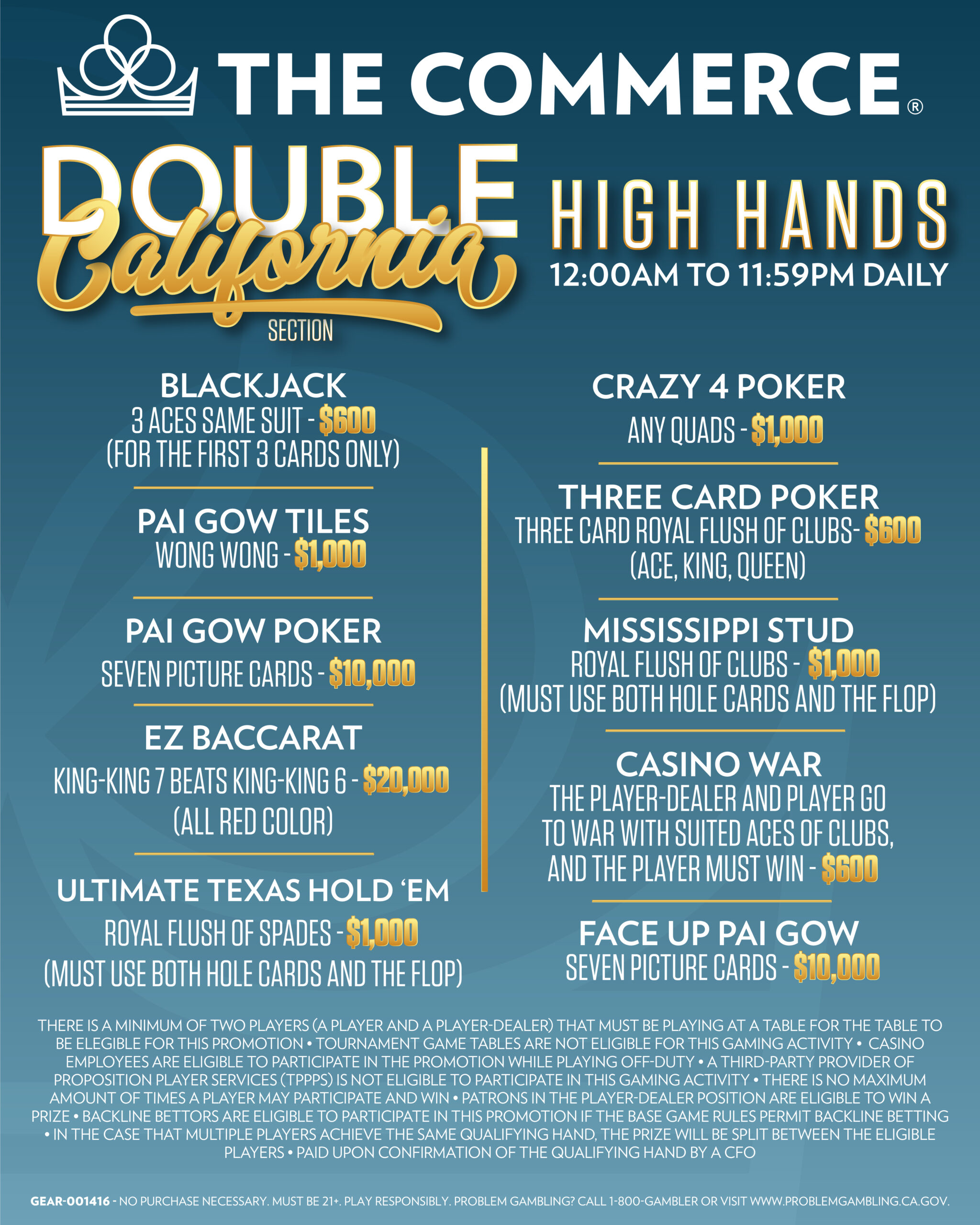 Double California Section High Hands